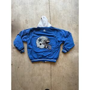 Vintage 90s Dallas Cowboys Starter Puffer Jacket Size Large Full Zip Embroidered